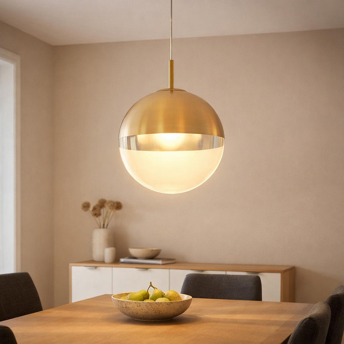 LED HÄNGELEUCHTE Metall Gold - Goldfarben, Glas (30/30/120cm) - Globo Lighting