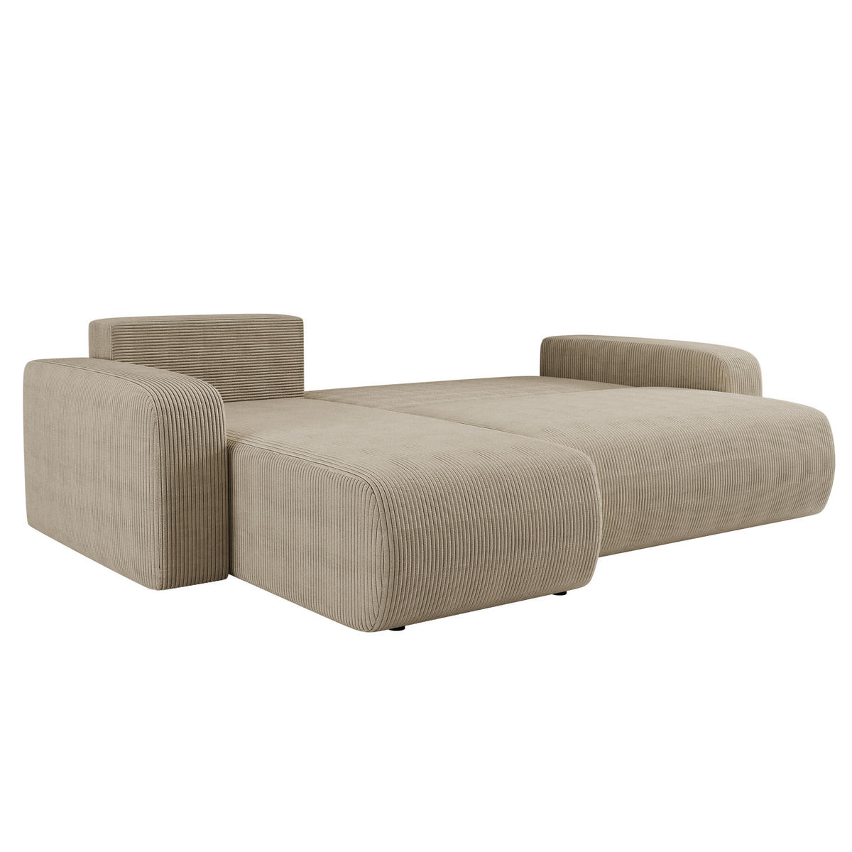 ECKSOFA L-FORM Schlaffunktion Und Bettkasten Eckcouch MILANO L Stoff Dicker Cord Dunkelbeige Links - Cappuccino, Holz/Textil (142/244cm) - Kaiser Möbel