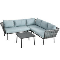 LOUNGE-SET 120/71/65 cm grau aus Aluminium mit Kissen und Tisch - Grau, Metall - OKWISH