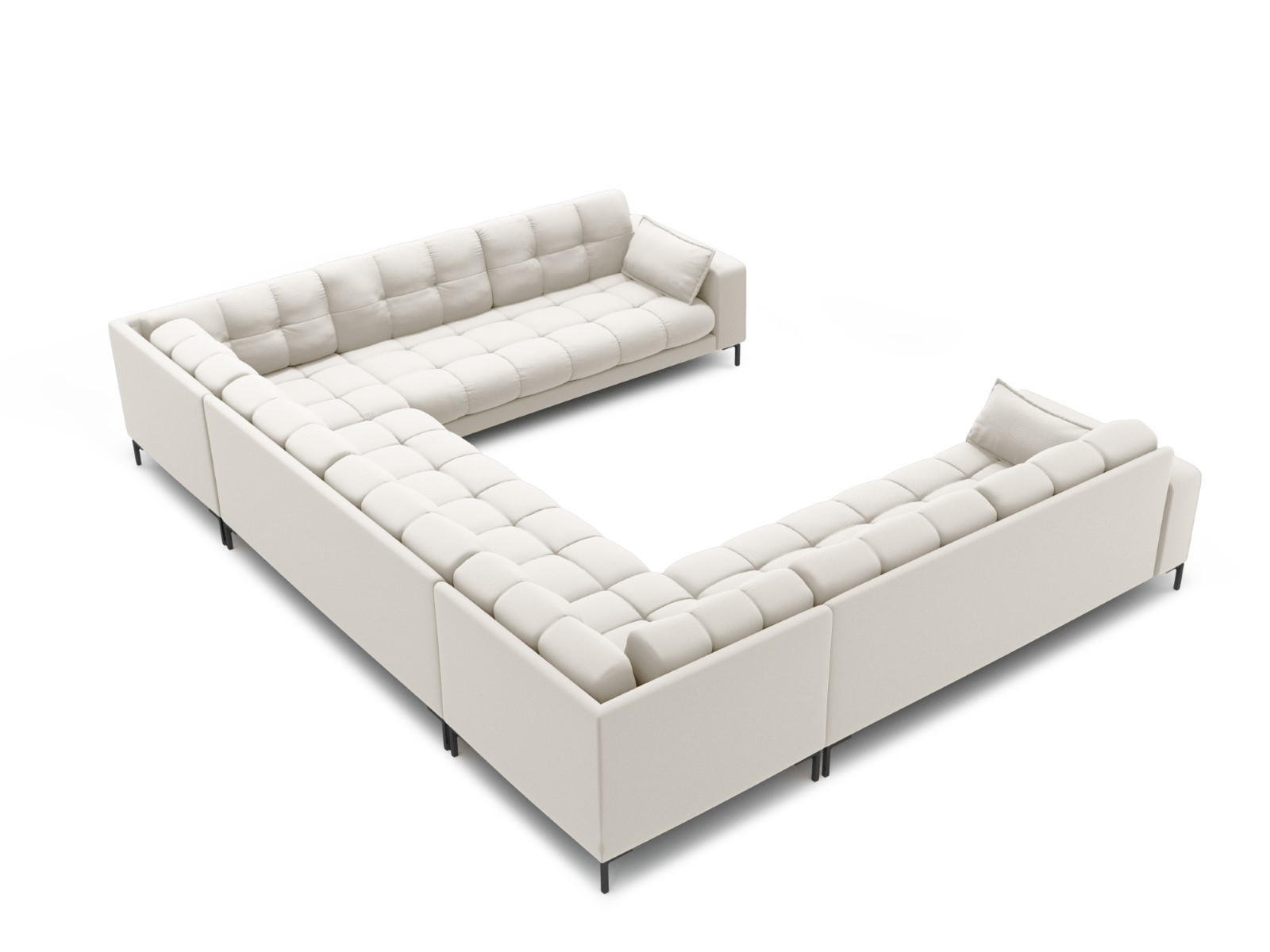 PANORAMASOFA Mamaia aus strukturiertem Stoff leichtes beige 9 Sitzplätze - Creme, Textil (256/75/337cm) - Micadoni