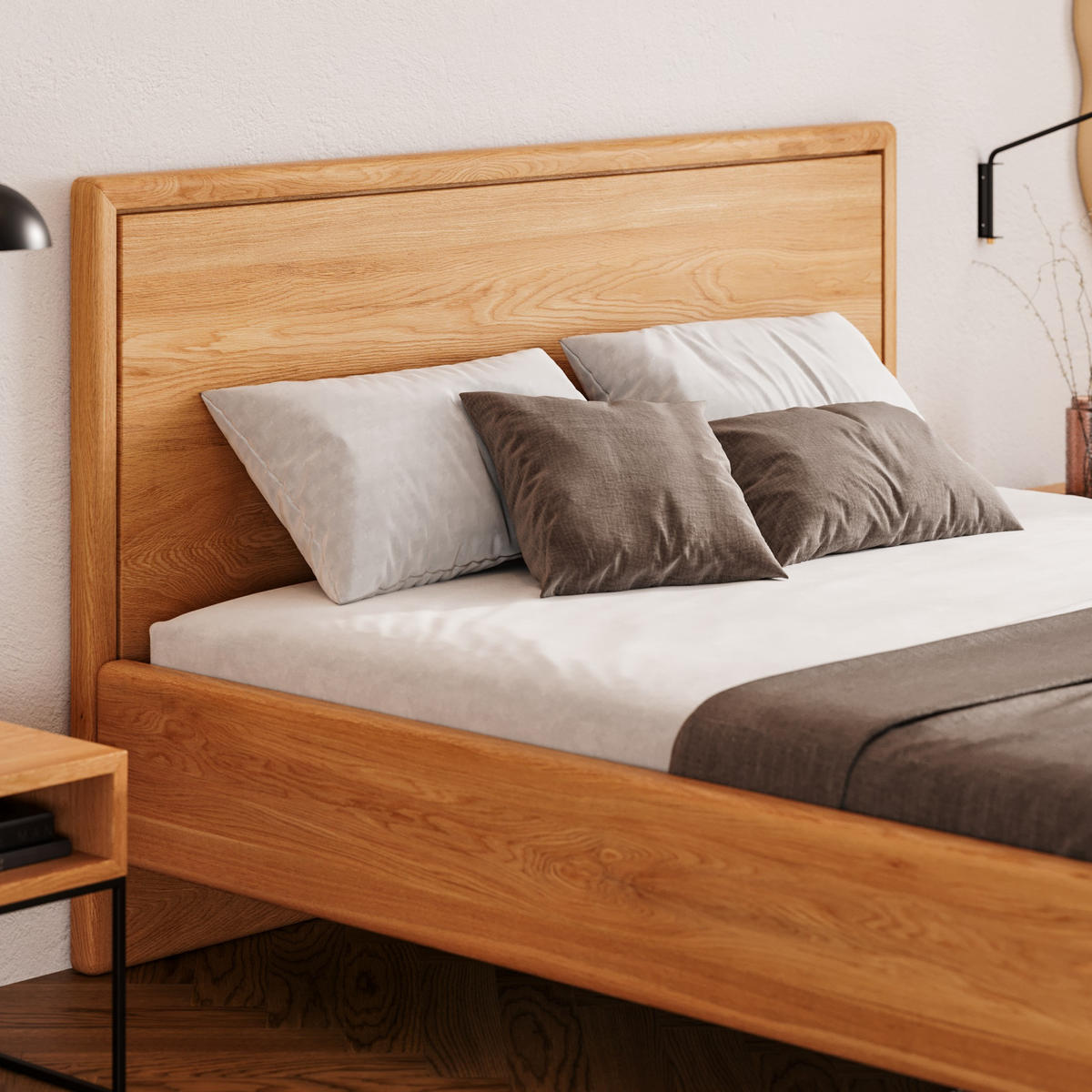 MASSIVHOLZBETT Linea aus Eiche 200x220 cm - Eichefarben/Braun, Holz (200/220cm) - Danzz