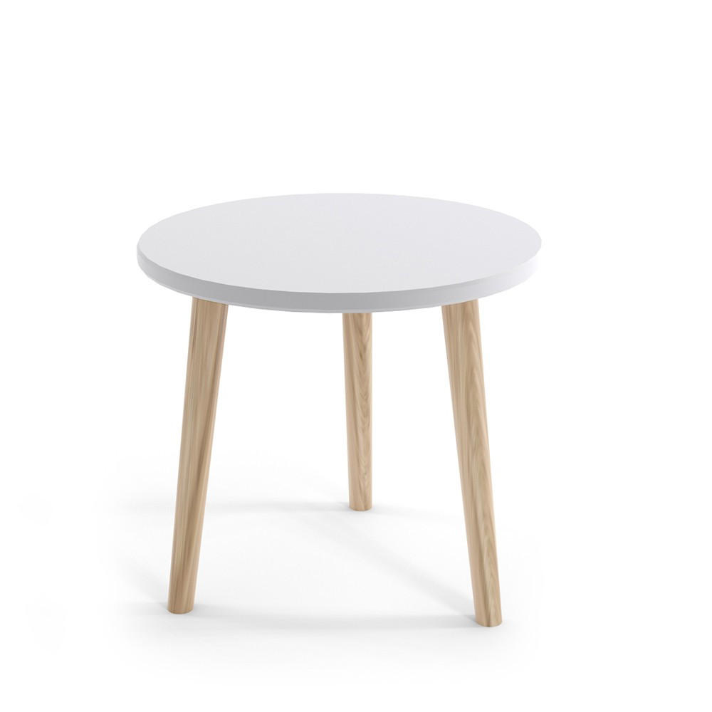 COUCHTISCH Ikon Weiß, mit Holz Beine - Braun/Weiß, Holz/Holzwerkstoff (67/67/49cm) - Bettso