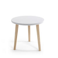 COUCHTISCH Ikon Weiß, mit Holz Beine - Braun/Weiß, Holz/Holzwerkstoff (67/67/49cm) - Bettso