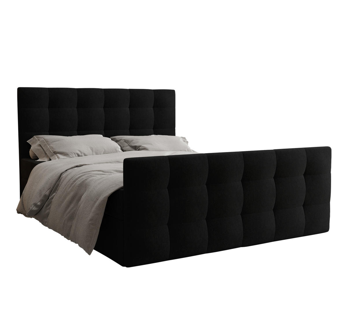 BOXBETT Orchido 160/200 cm in Schwarz – mit Bettkasten und Komfort - Schwarz, Holz/Holzwerkstoff (160/200cm) - AX Living