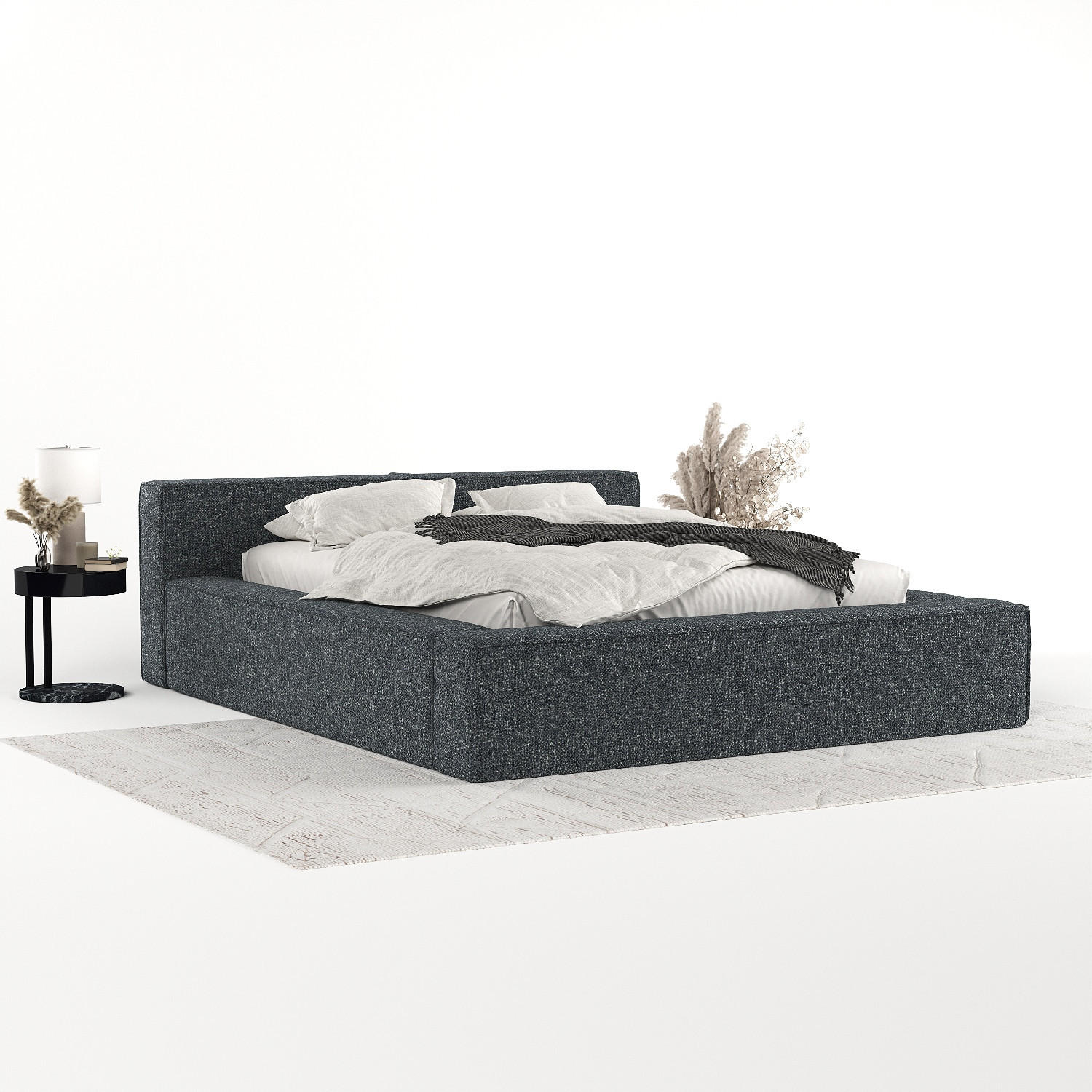 POLSTERBETT Casto mit Stauraum 140/200 cm Grau im Blur Stoff - Schwarz/Naturfarben, Holz/Holzwerkstoff (140/200cm) - AltaBeds