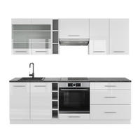 KUHINJSKA ENOTA Fame-Line Bela visok sijaj/bela 235 cm , DP Antracit - bela/visoki sijaj, leseni material (235/206.8/60cm) - Vicco