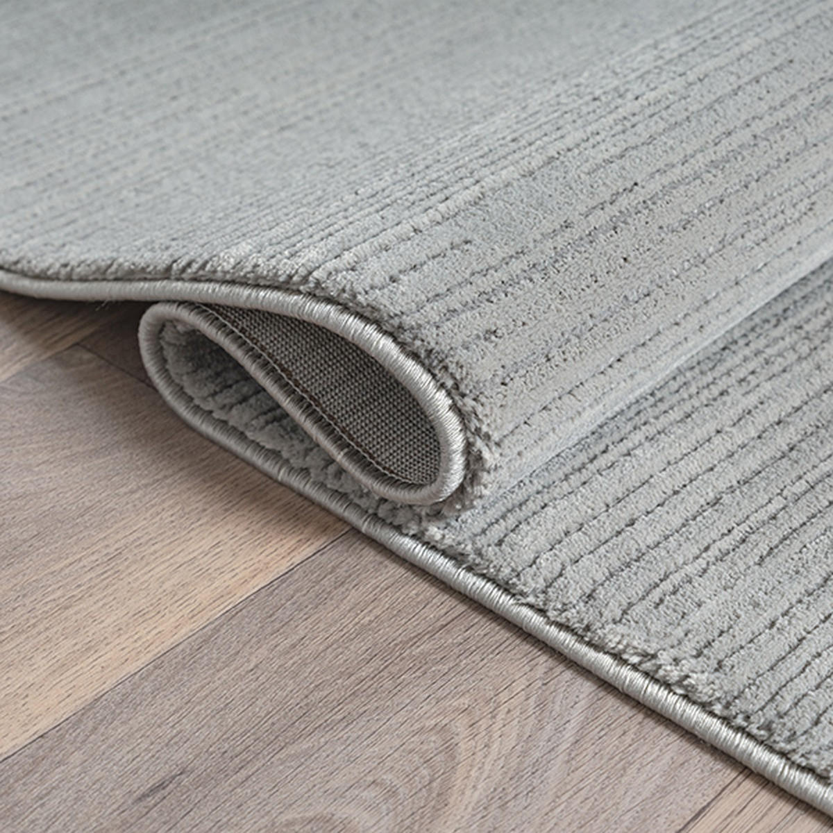 TEPPICH Kurzflor KASOS Waschbar Gestreift Polyester Grau 80 x 150 cm - Grau, Textil (80/150cm) - KADIMA DESIGN