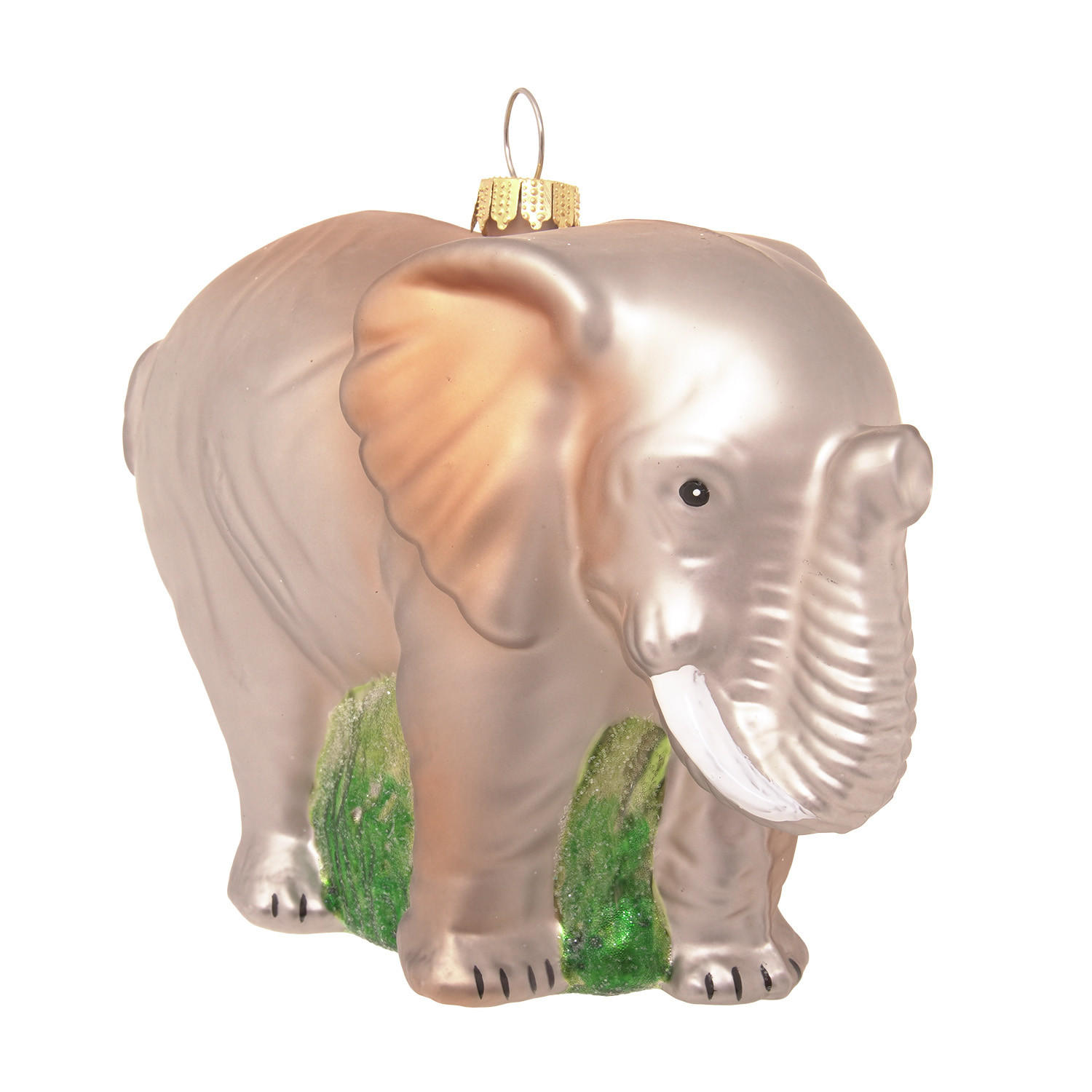 CHRISTBAUMSCHMUCK Elephant Grau 12cm (Glas / 1 Stk.) - Grau, Glas (12/10/6cm) - Krebs Glas Lauscha