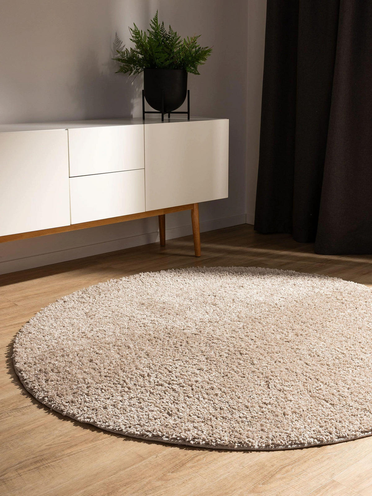 HOCHFLORTEPPICH Soho Beige ø 160 cm rund - Beige, Kunststoff (160/160cm) - benuta