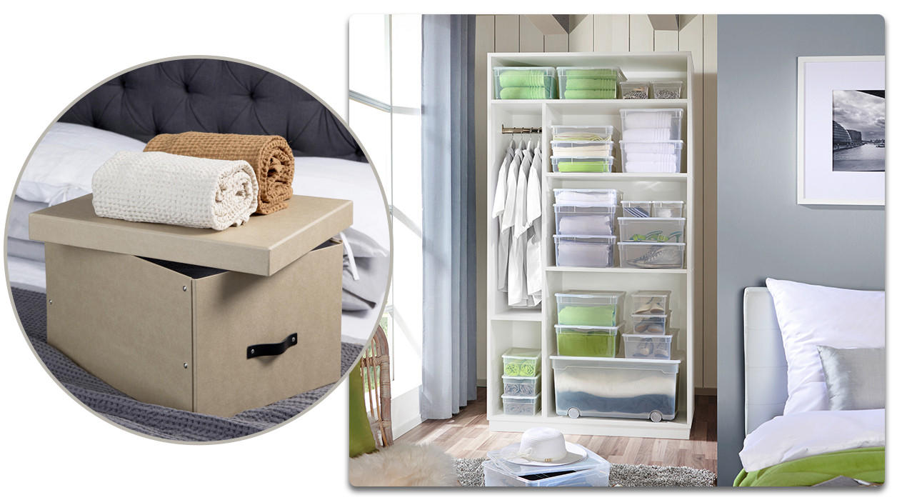 Kleines Schlafzimmer gestalten - Regale & Boxen