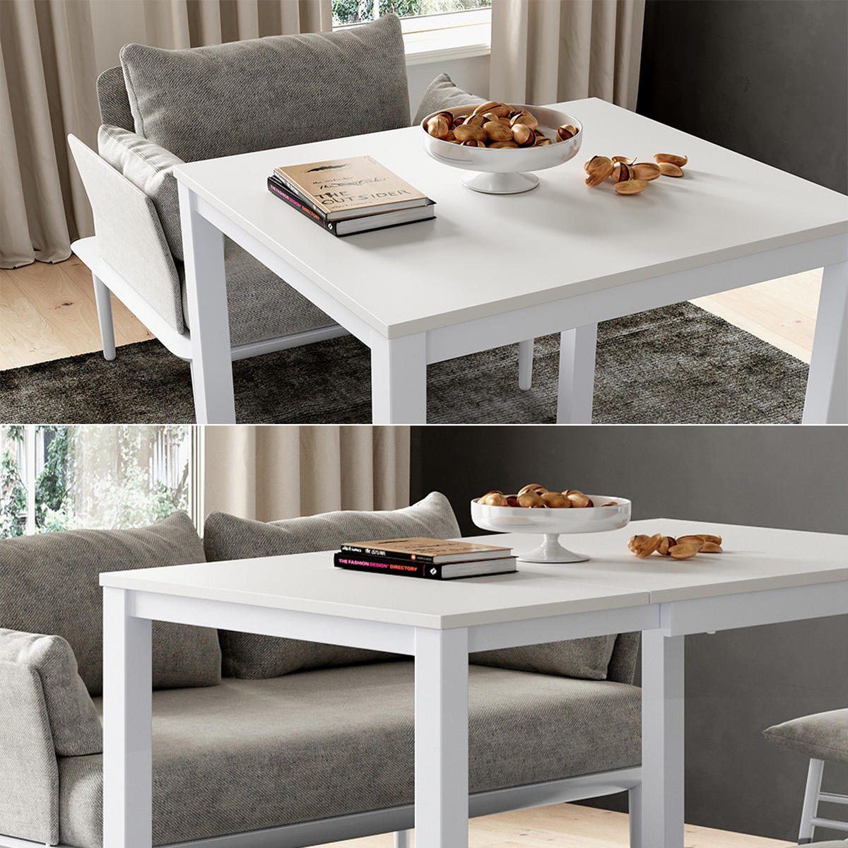 ESSTISCH Granny Weiß 120 x 70 cm ausziehbar - Weiß, Holzwerkstoff (70/120/76cm) - Vicco