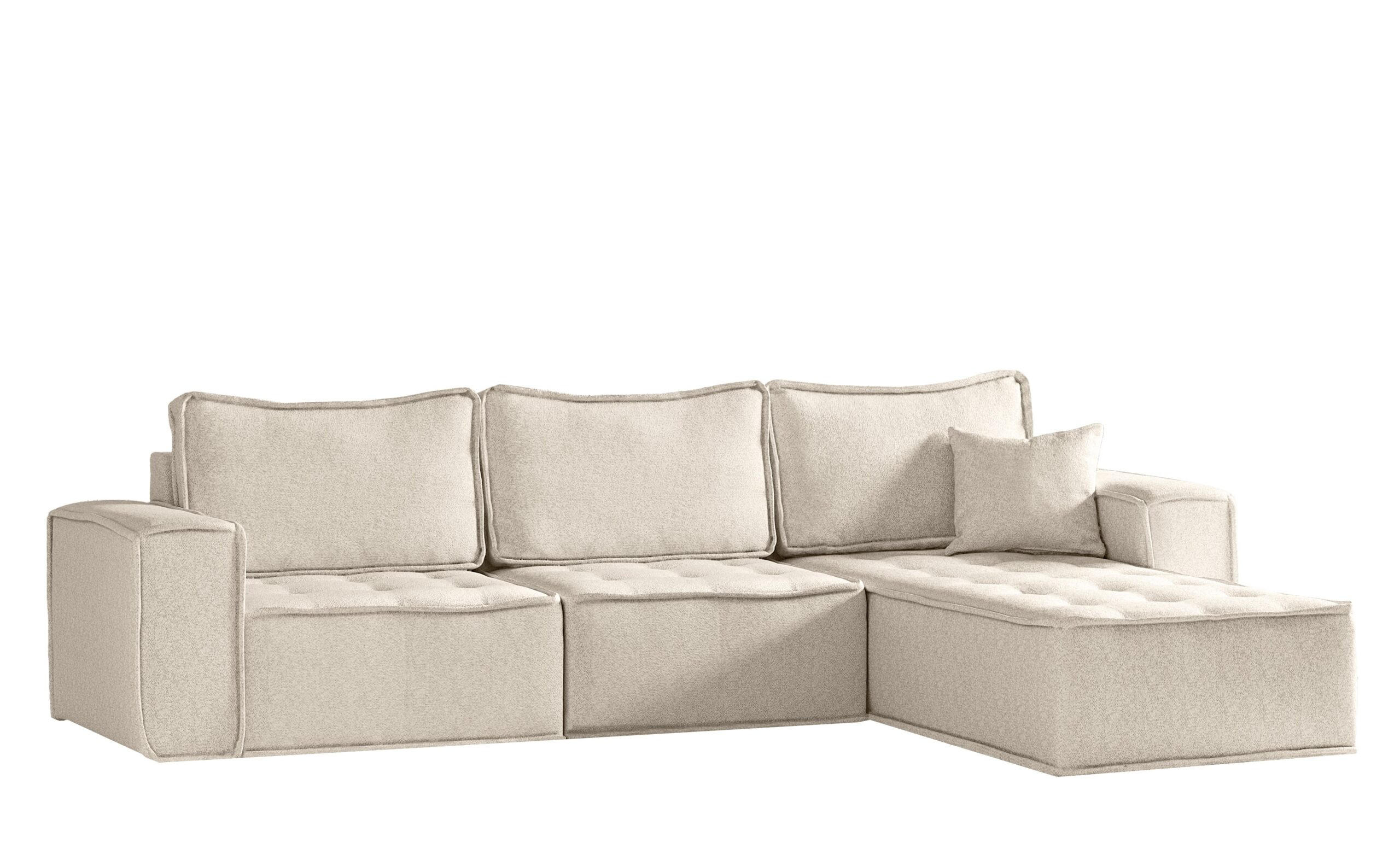 ECKSOFA L-förmige Bohoo-Maxi Hellbeige Rechts - Ecru, Holz (292/192cm) - Kaiser Möbel