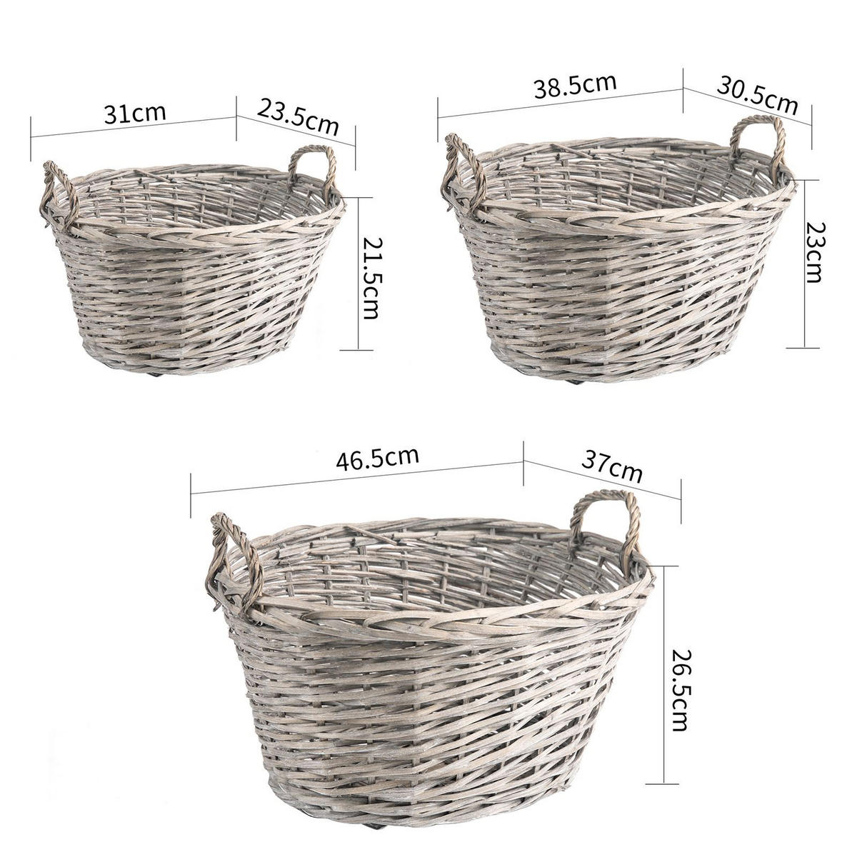 WEIDENKÖRBE JUNAN - Grau, Naturmaterialen (46/25/37cm) - CARO-Möbel