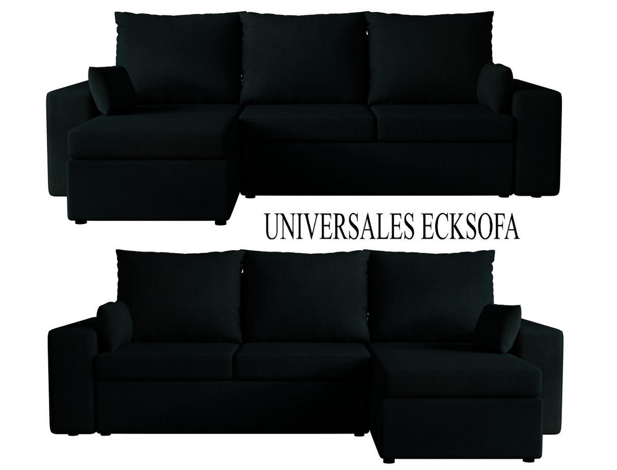 ECKSOFA Paco mit Bettkasten und Schlaffunktion, L-Form/XL-Form, Velourstoff, Universal - Anthrazit, Holzwerkstoff (246/145cm) - 4ALL HOME