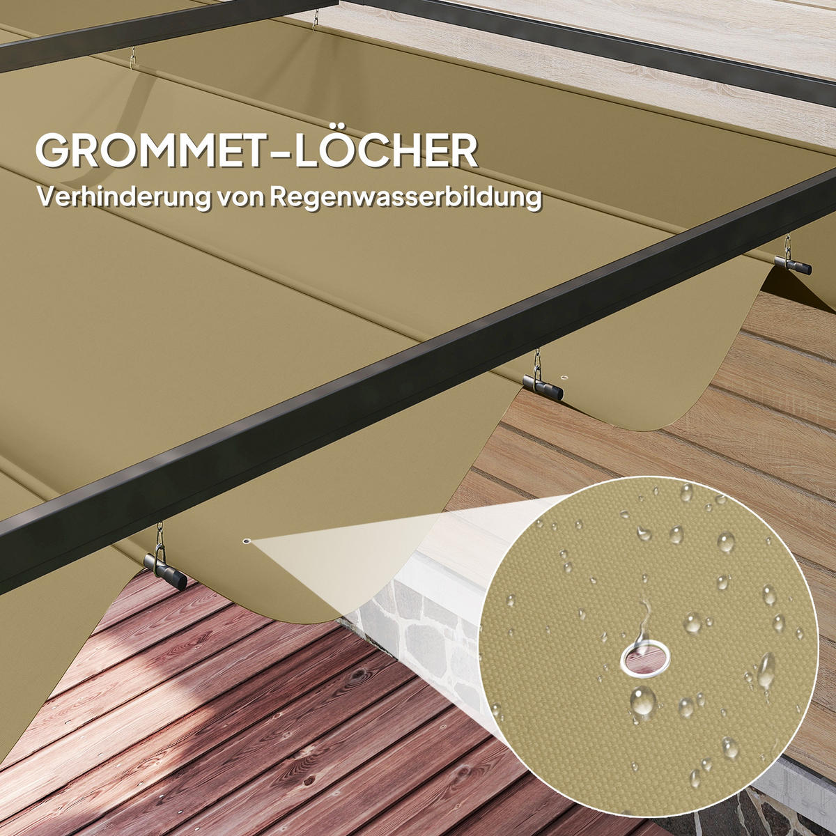 PERGOLA, Robuster Sonnenschutz für Garten, Balkon, Terrasse, aus Metall und Kunststoff, UV- und wasserabweisend, Khaki - Gelb, Metall (400/222/300cm)