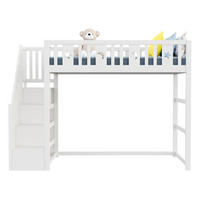 HOCHBETT 90/200 cm mit Treppe, Regalen und Sofabereich, Weiß - Weiß, Holzwerkstoff (90/200cm) - Redom