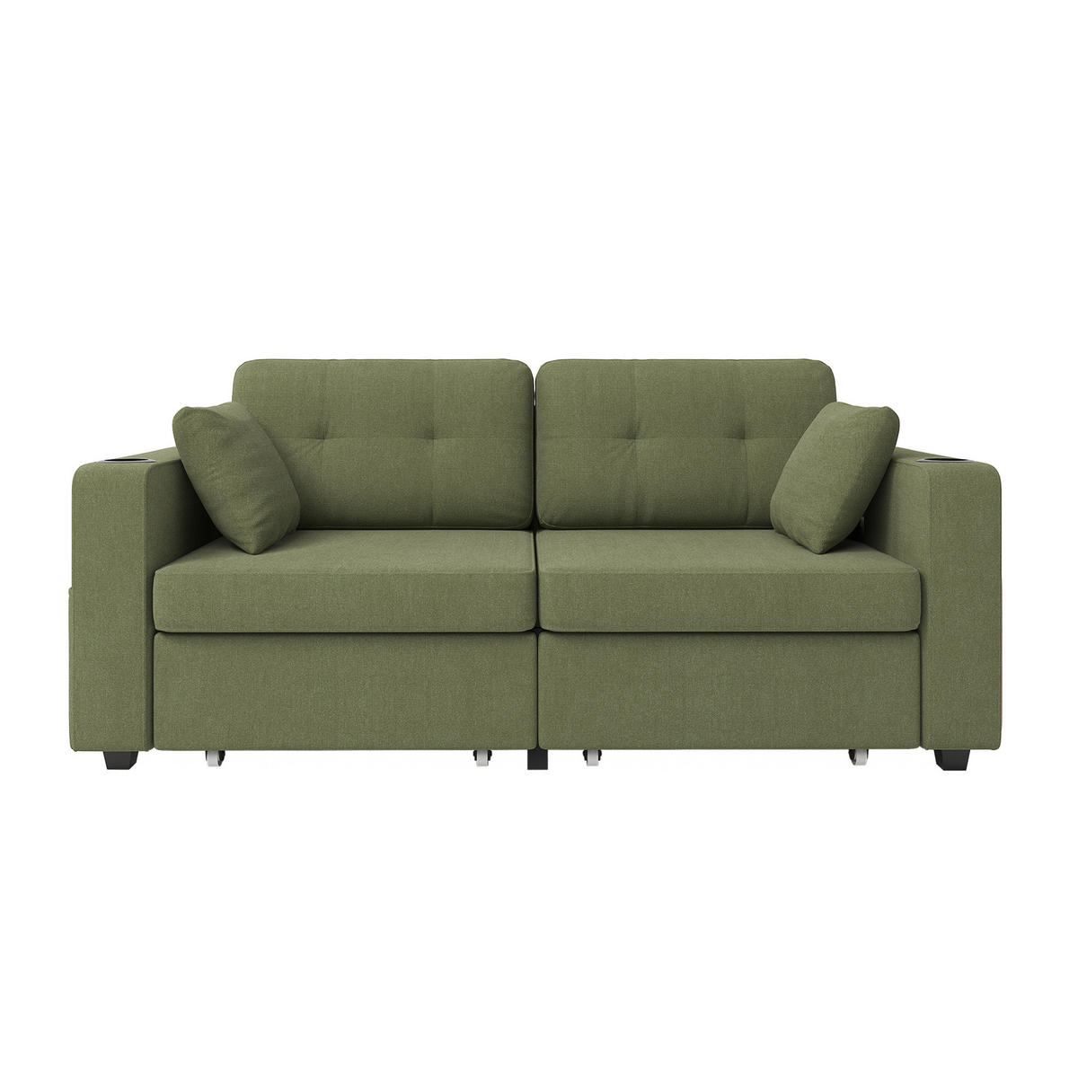 SOFA mit Stauraumschubladen und USB 172 x 75 x 82 cm Chenille Olive - Olivgrün, Holzwerkstoff (172/82/75cm) - Meubliv