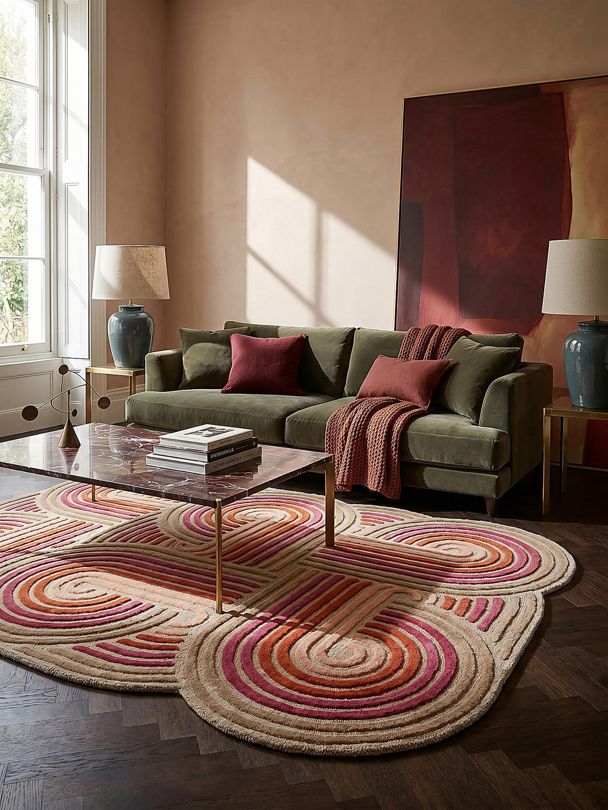TEPPICH aus Wolle SOAR in Rosa, abstrakt, 140 x 200 cm - Rosa, Textil (140/200cm) - KADIMA DESIGN