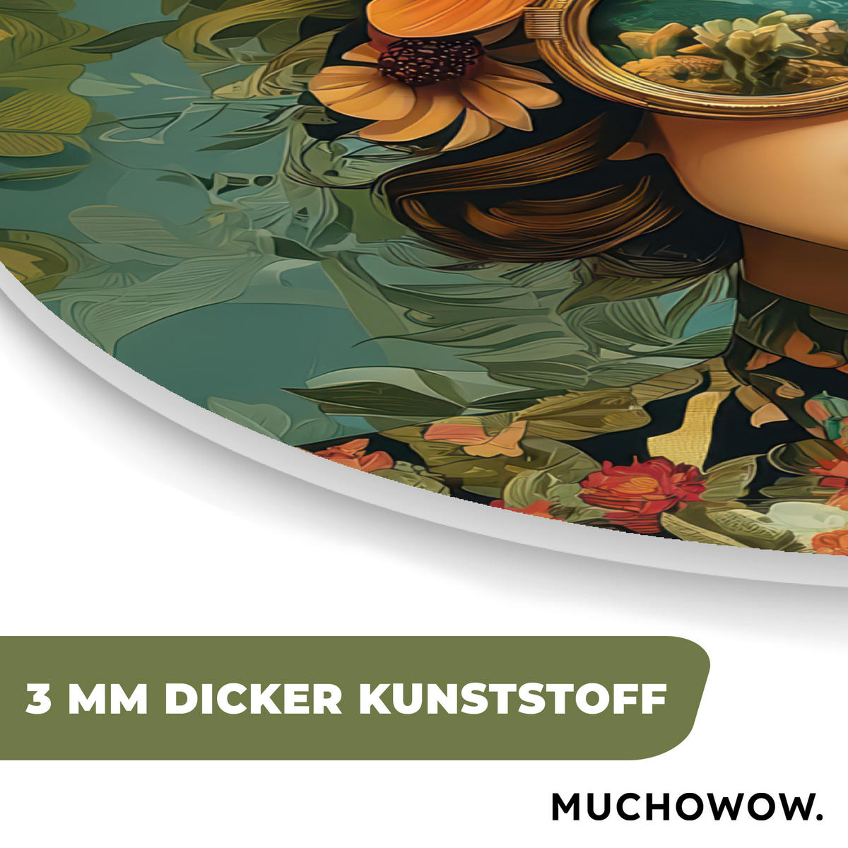 WANDBILD Frau - Blumen - Schmetterlinge - Natur - Vintage 40x40 cm - Petrol, Kunststoff (40/40cm) - MuchoWow
