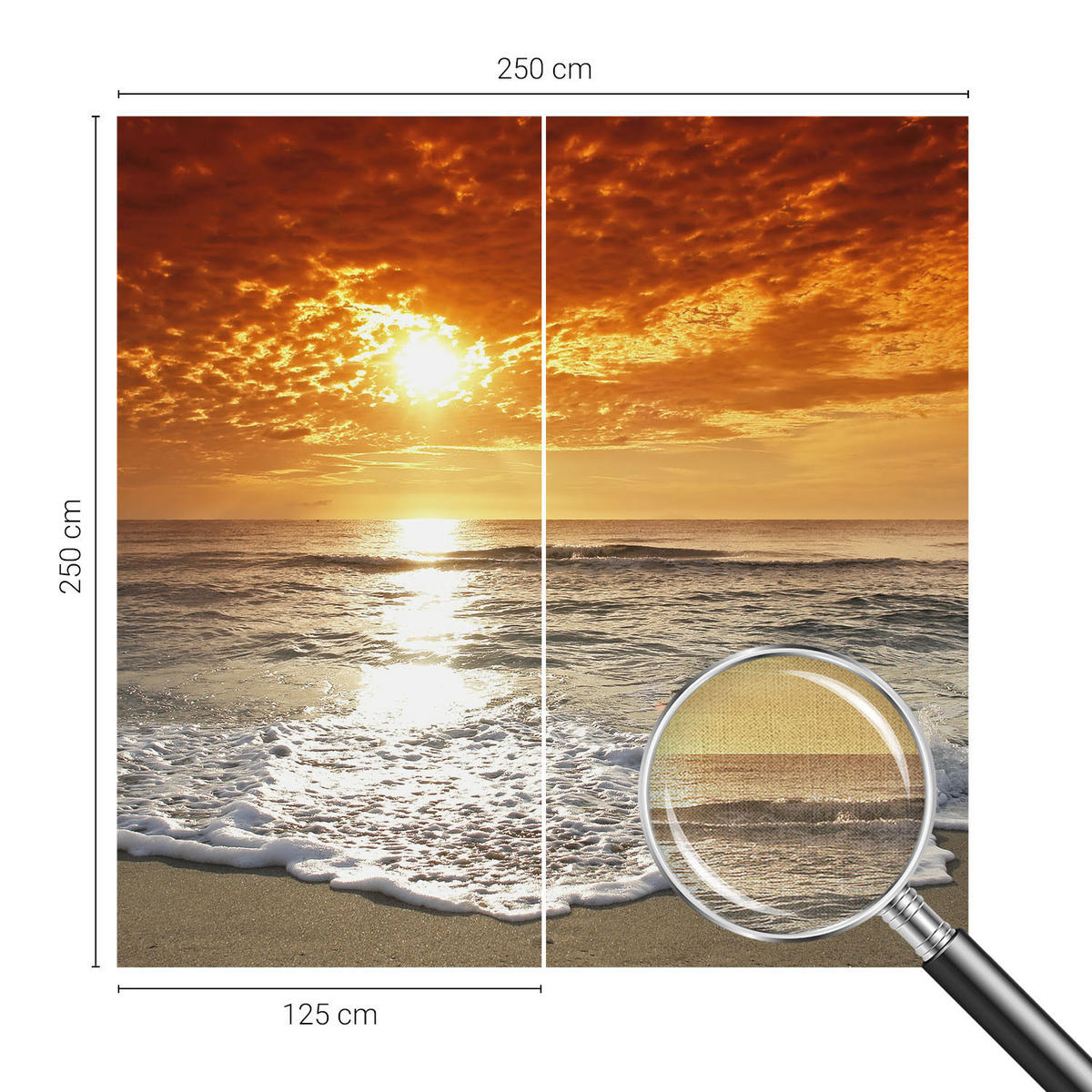 FOTOTAPETE 250x250 cm - Meereswellen - Gelb, Textil (250/250cm) - Wallfluent