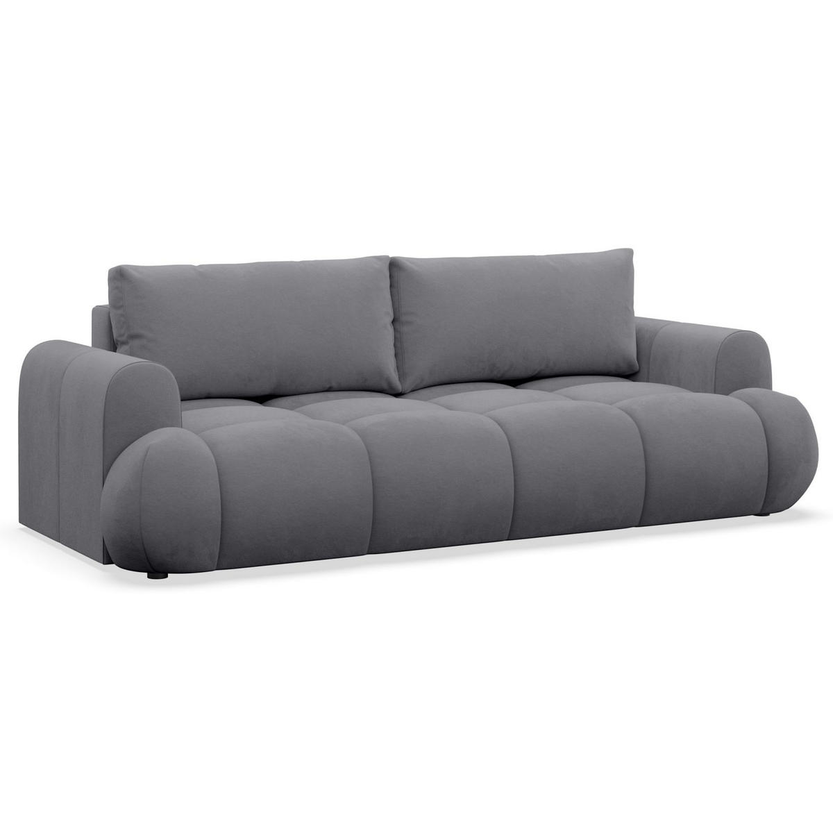 3-SITZER SOFA Ombo Doce Grau wasserabweisender Samt - Schwarz/Grau, Kunststoff/Textil (250/92/110cm) - Selsey