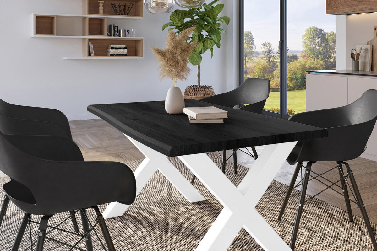 ESSTISCH JULIUS X - Dunkelgrau/Weiß, Holz (100/240/77cm) - SAM