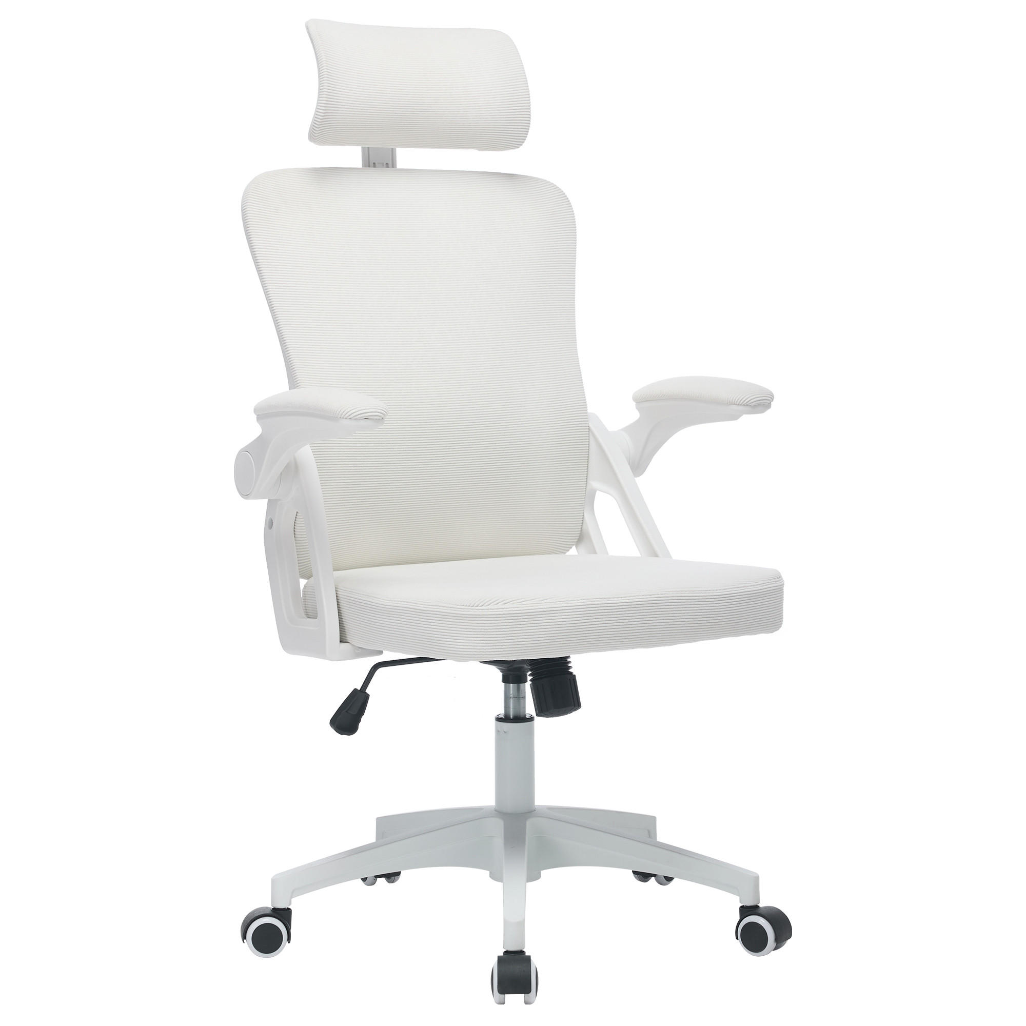 DREHSTÜHLE ergonomisch Netz Lendenstütze Kopfstütze Schwarz - Weiß, Metall (65/108/58cm) - SHOPENTRA