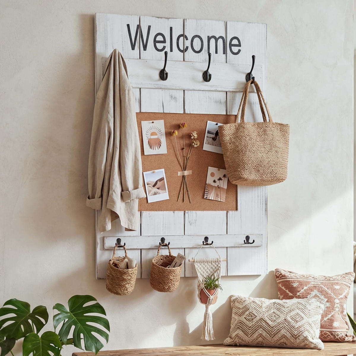 WANDGARDEROBE MIT PINNWAND Weiß - Weiß, Holz (60/91/3cm) - MCW