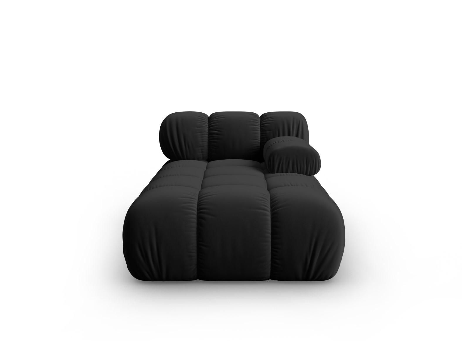 CHAISELONGUE rechts Bellis aus Samt schwarz - Schwarz, Textil (97/62/157cm) - Micadoni