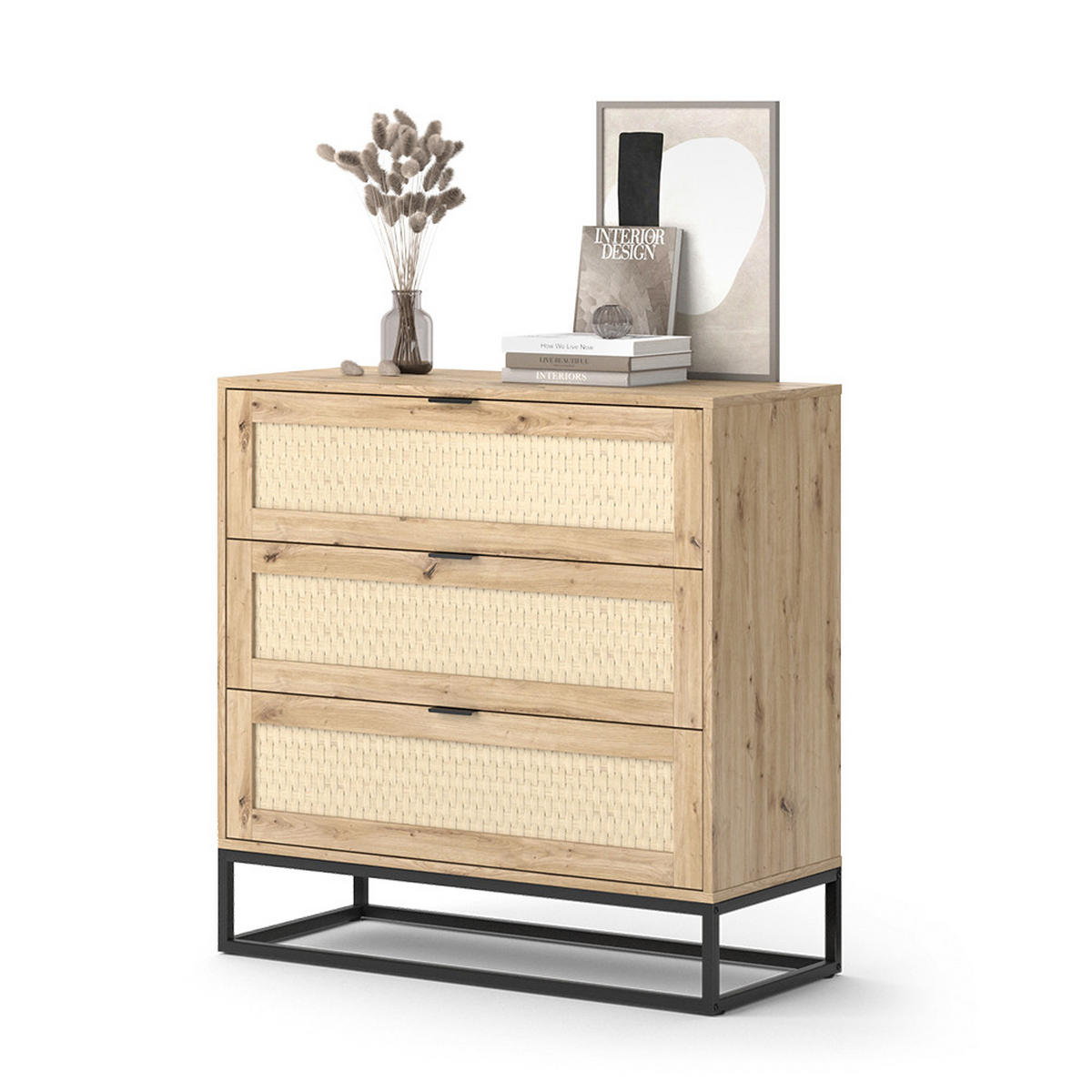 KOMMODE Natal Braun 140 x 92.5 cm mit 3x Schubladen - Braun, Holzwerkstoff (92/92.5/40cm) - Vicco