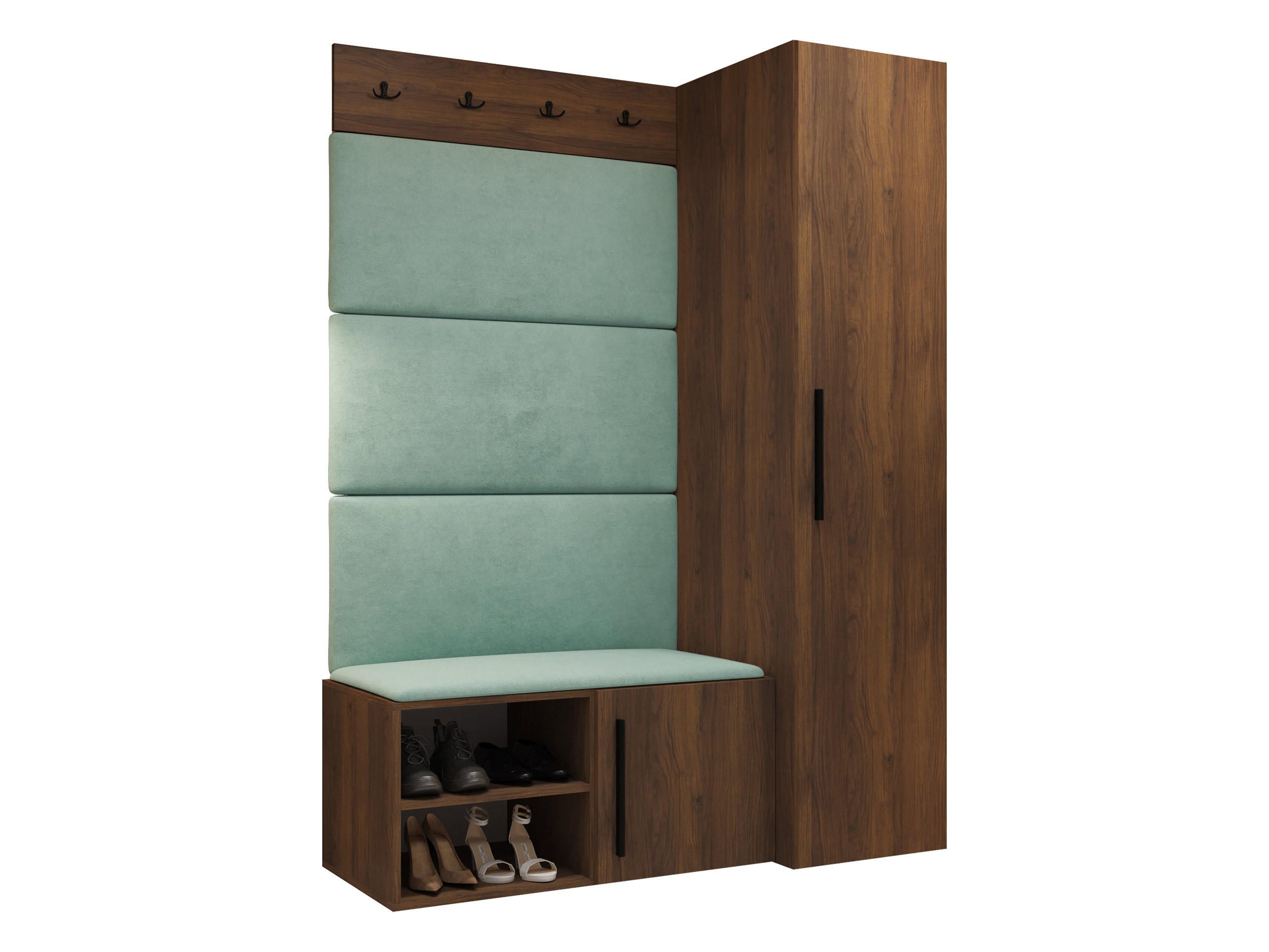 GARDEROBEN-SET Medi II - Nussbaumfarben/Schwarz, Holzwerkstoff/Kunststoff (40/191/50cm) - MIRJAN24