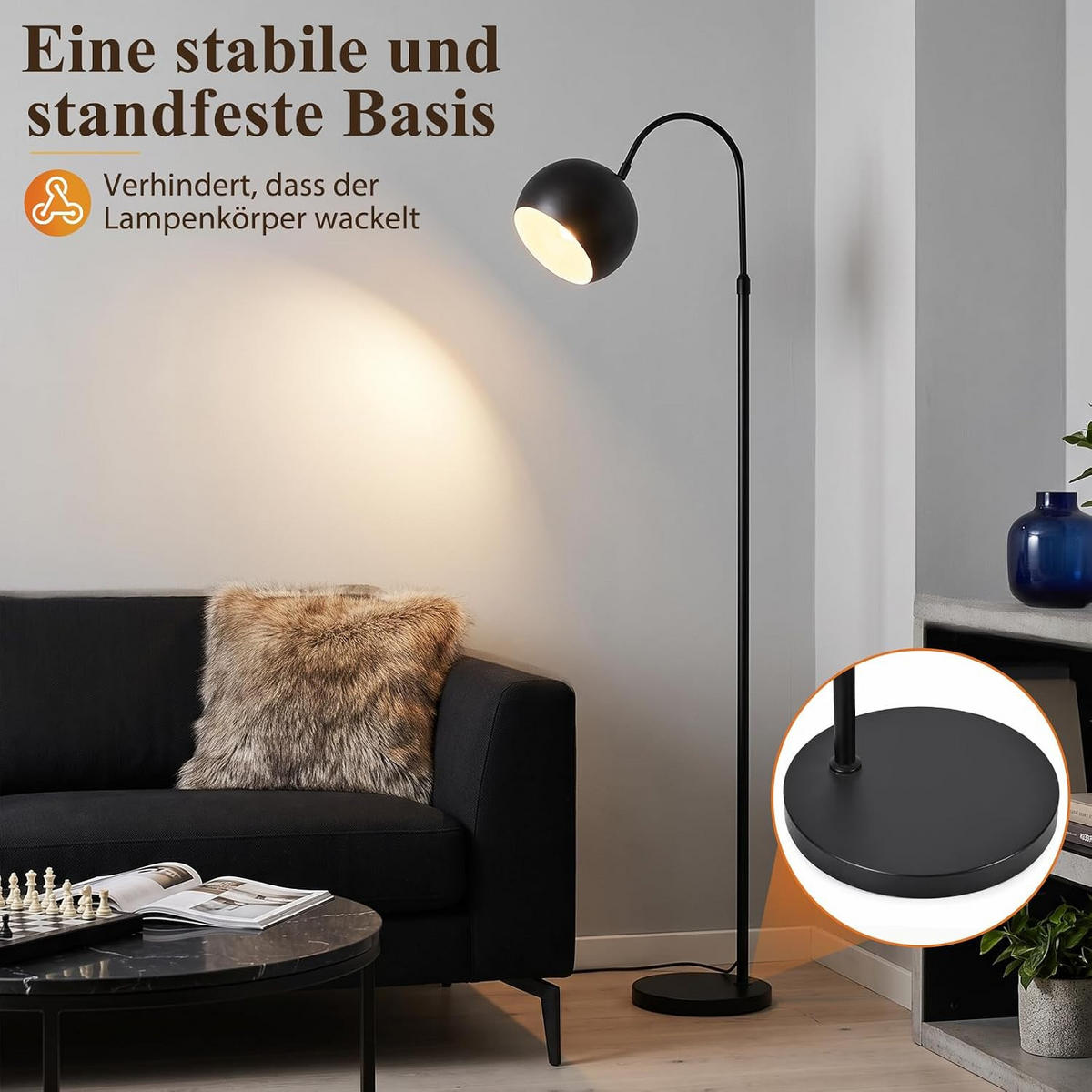 STEHLAMPE Ulyvith 42/20/160 cm - Schwarz, Metall (42/20/160cm) - ZMH