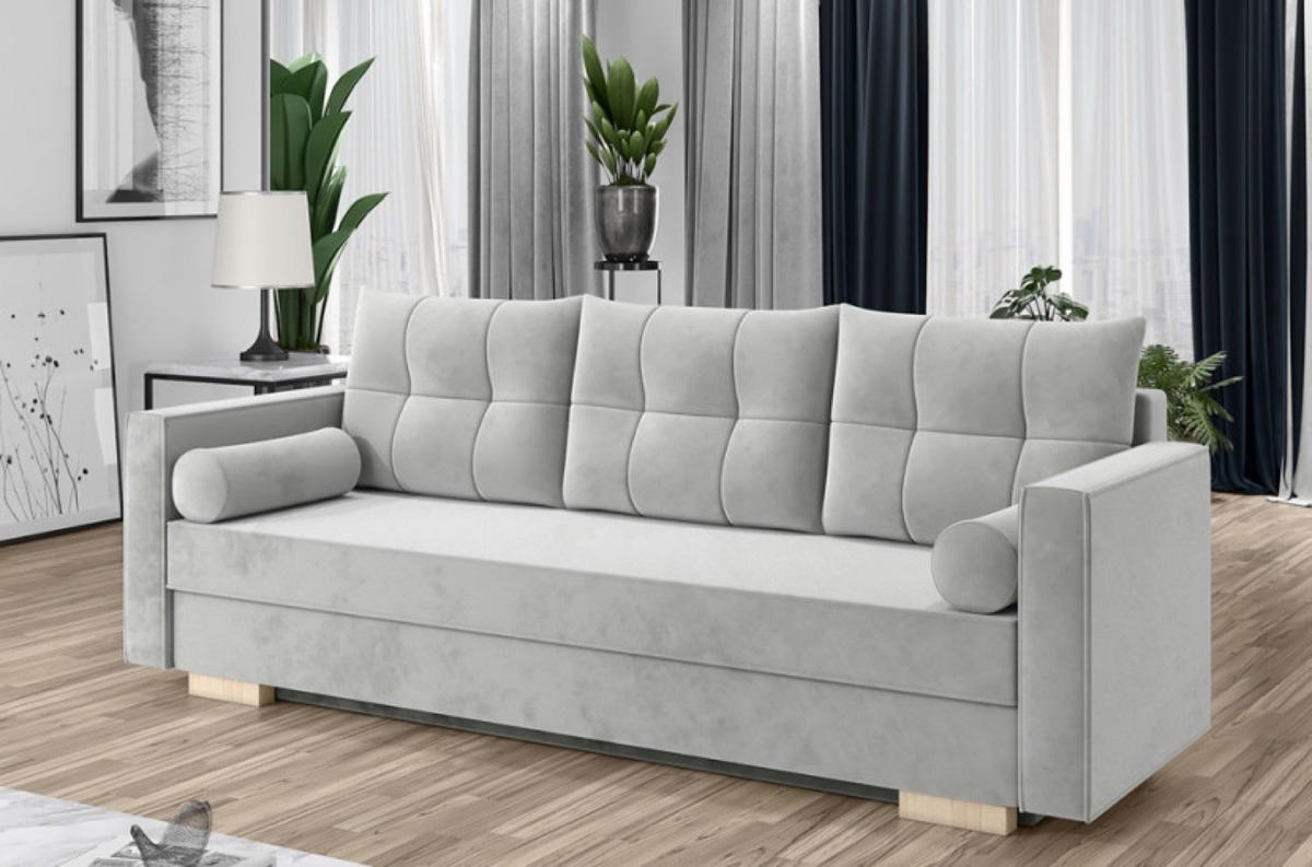 SOFA Hellgrau KAYA Samt 3-Sitzer - Grau, Textil (217/92/85cm) - Sepro Meble