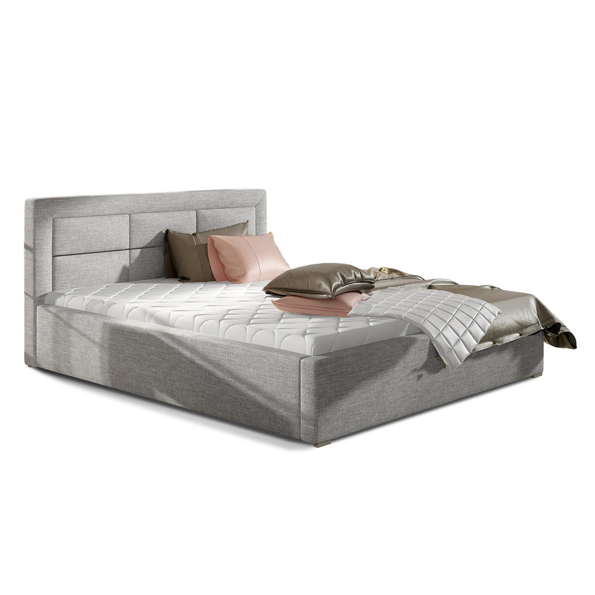 BOXSPRING POSTEL 200/200 Nael Grey - šedá, dřevo (200/200cm) - Petits-meubles