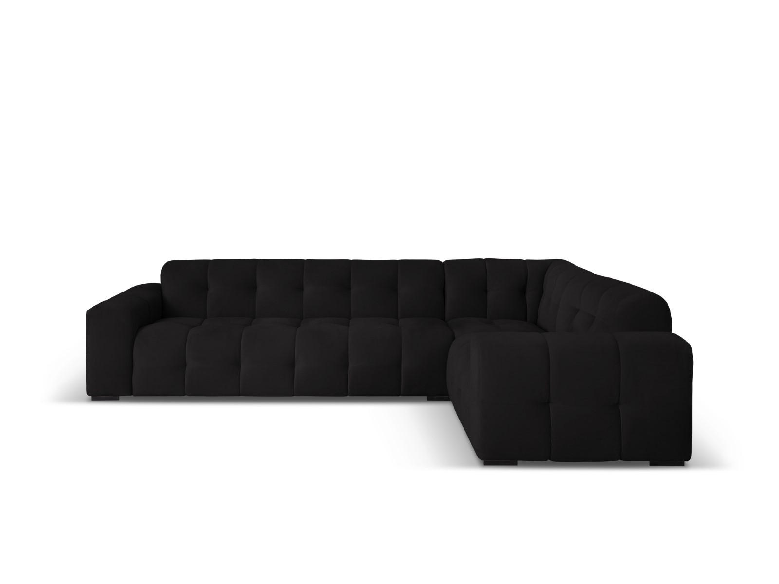 ECKSOFA rechts Kendal aus Samt schwarz 6 Sitzplätze - Schwarz, Textil (231/332cm) - Micadoni