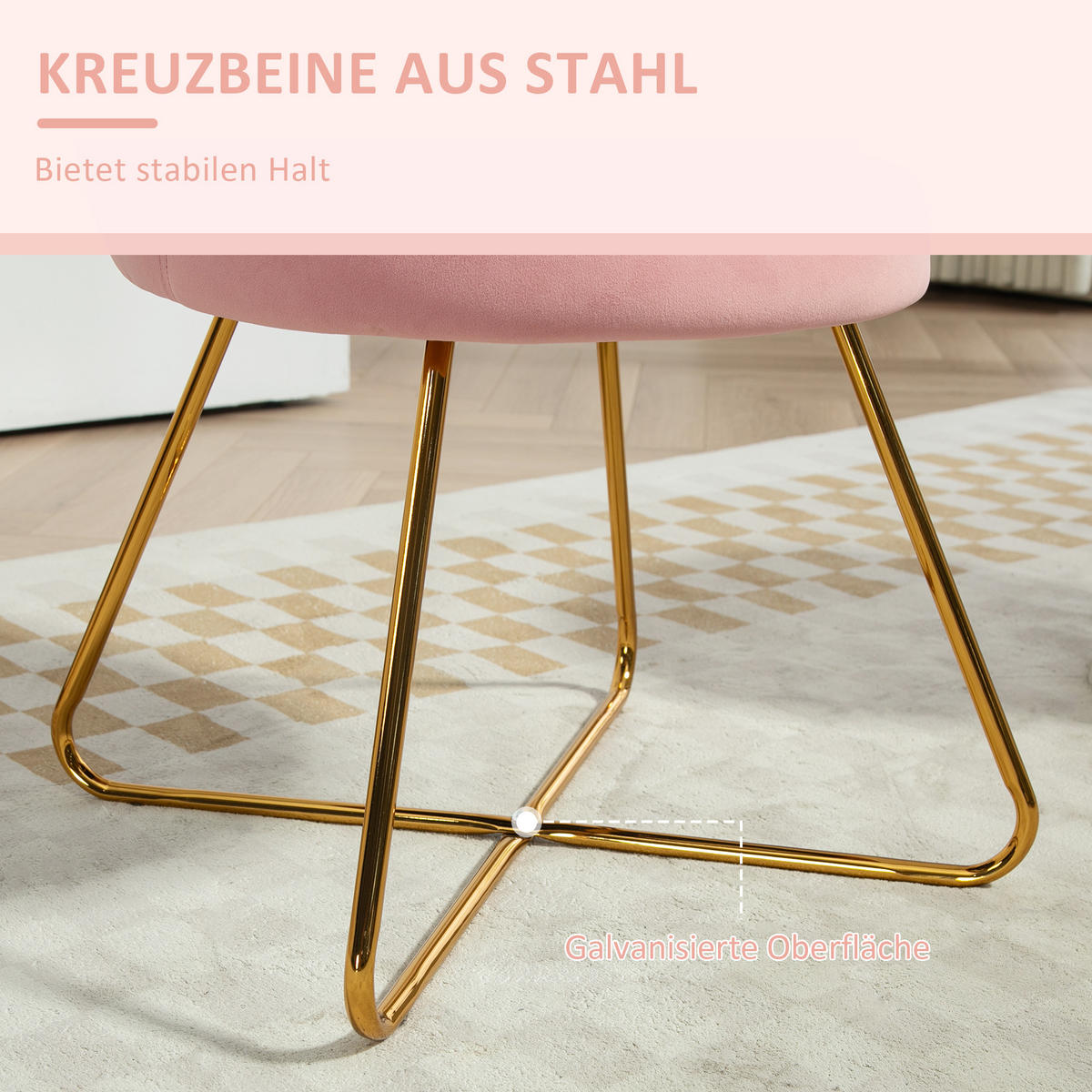 SESSEL Loungesessel mit Armlehnen, Metallbeine, Rückenlehne im Lotus-Design - Rosa, Metall (64/80/69cm) - HOMCOM