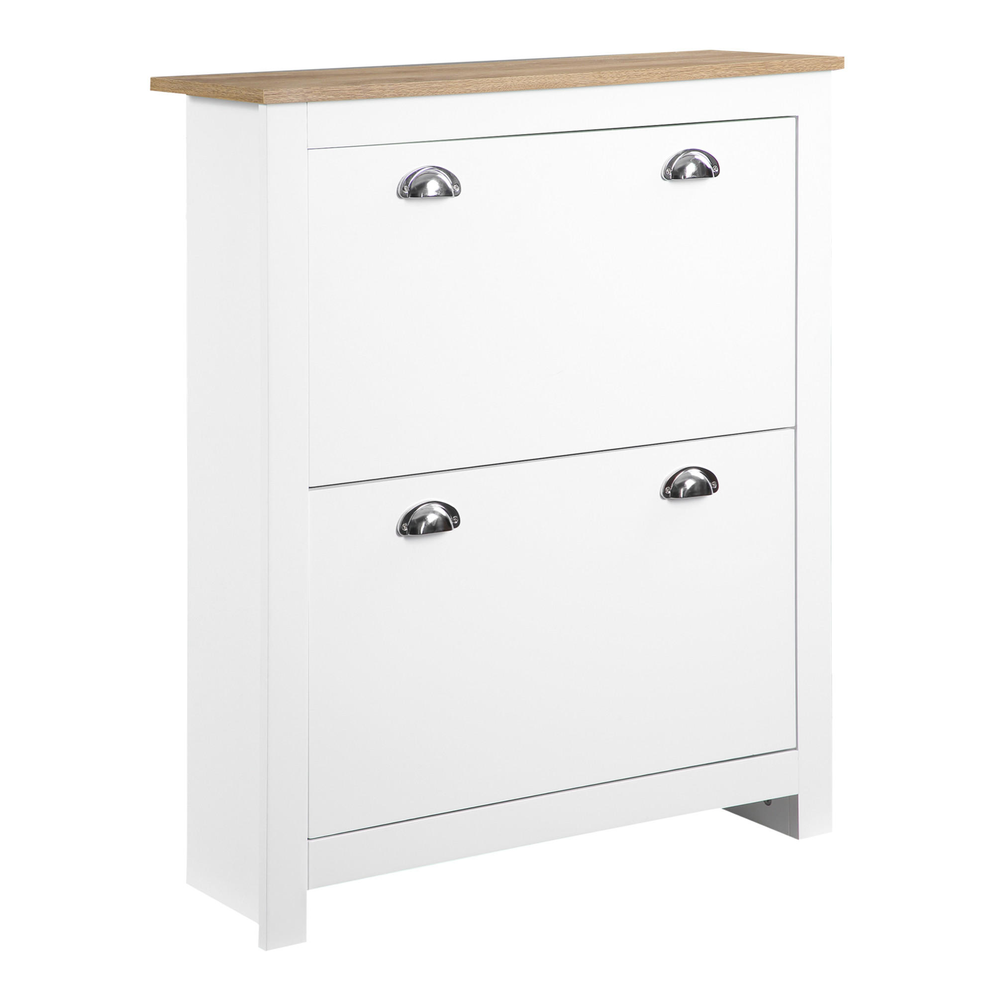 SCHUHABLAGE,2 Klappschubladen verstellbarer Boden für 12 Paar 79x23x90,5cm,weiß - Weiß, Holzwerkstoff (79/90.5/23cm) - Vallsero