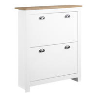 SCHUHABLAGE,2 Klappschubladen verstellbarer Boden für 12 Paar 79x23x90,5cm,weiß - Weiß, Holzwerkstoff (79/90.5/23cm) - Vallsero
