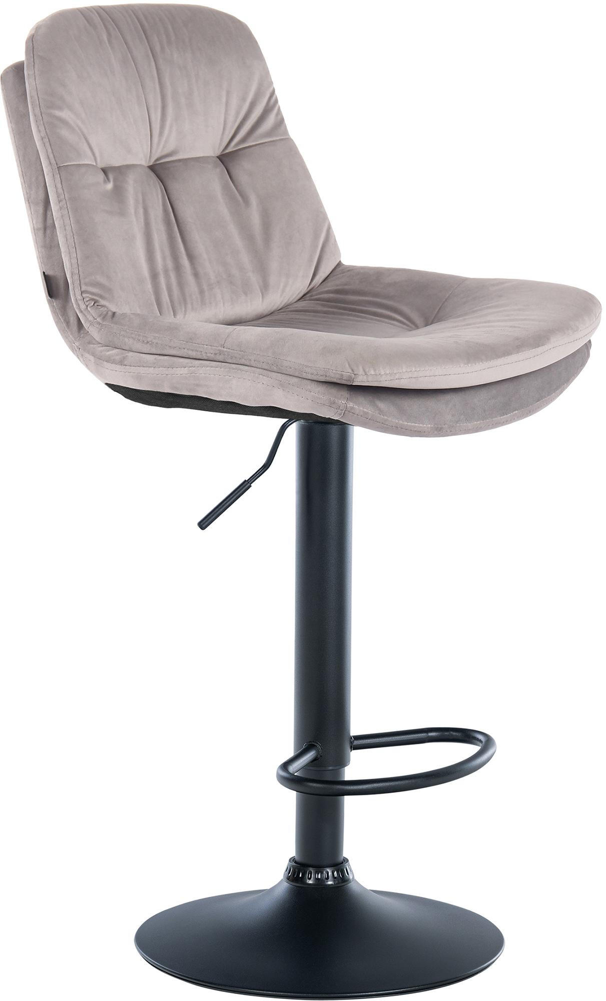 BARHOCKER Samt grau - Schwarz/Grau, Textil (46/94/54cm) - CLP