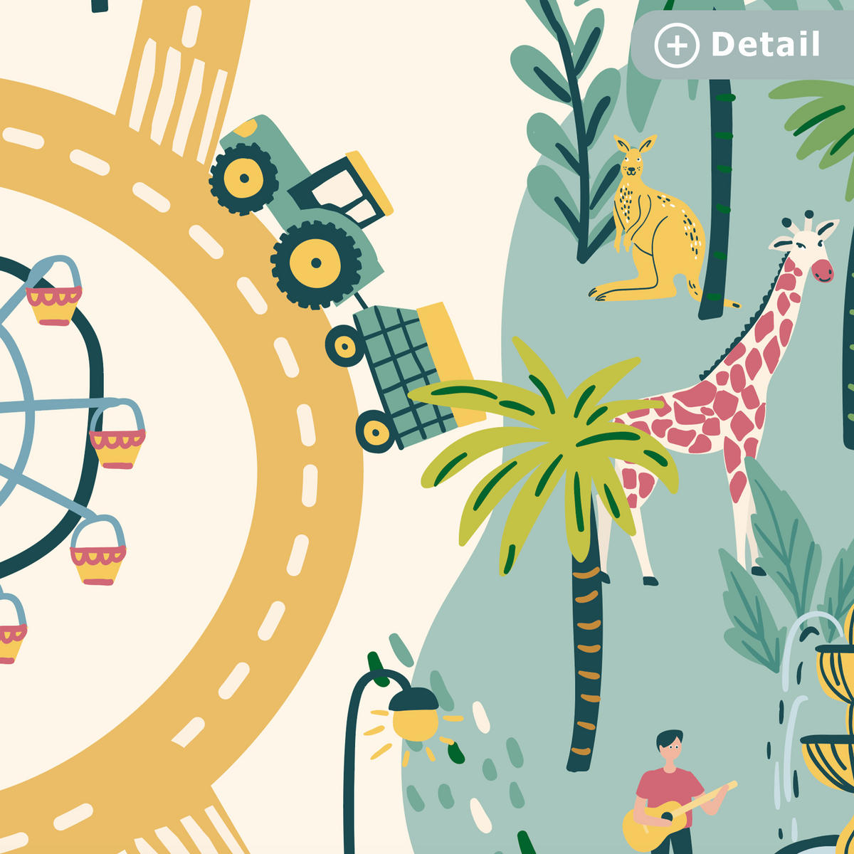 KINDERTEPPICH Riesenrad - Stadt - Tiere - Auto - Kinder 70x105 cm - Multicolor, Kunststoff (70/105cm) - MuchoWow