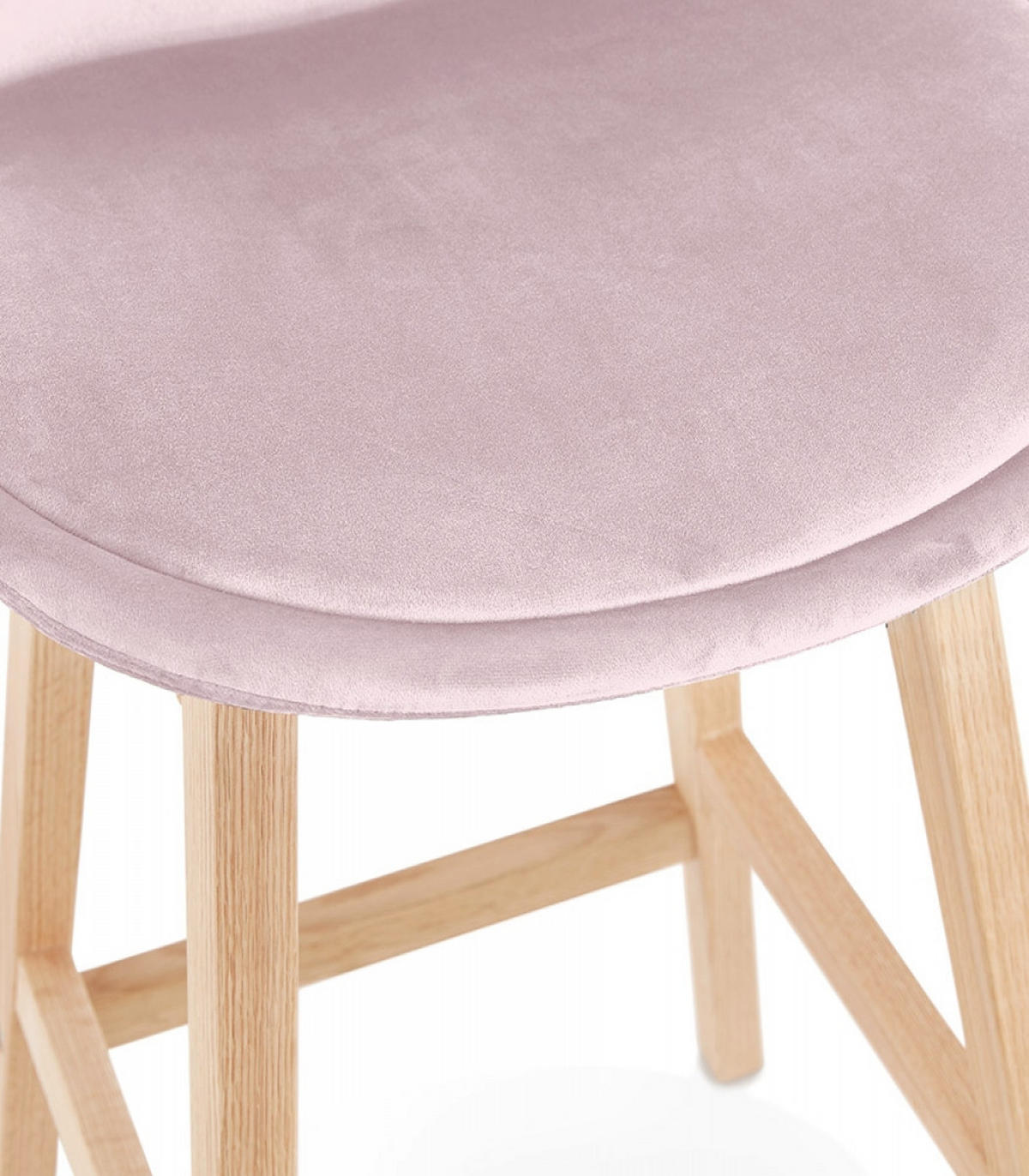 BARHOCKER mittelhoch mit Samt Sitz MORISS, Rosa-Beige 48x56x103 cm - Pink/Eichefarben, Eichenholz/Holz (48/103/56cm) - KADIMA DESIGN