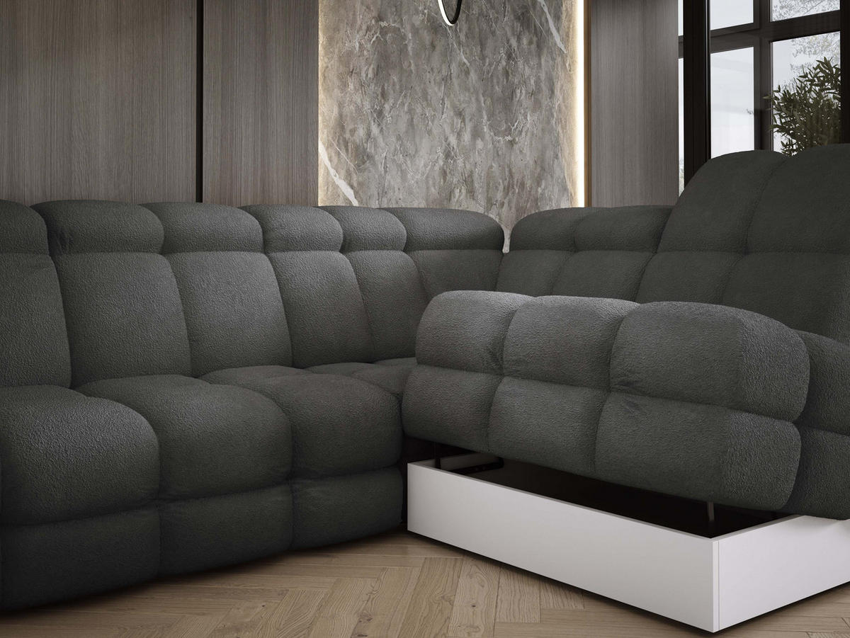 ECKSOFA TOLLO Anthology-stoff U-form 400x217x105 cm graphit - Edelstahlfarben, Holz/Textil (217/400cm) - DomoHome