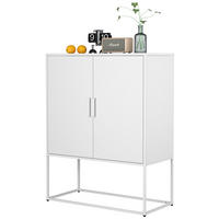 SIDEBOARD aus Stahl 40x85x109 cm Weiß mit Magnettüren, 2 Einlegeböden und Kippsicherung - Weiß, Metall (85/109/40cm) - Modfu