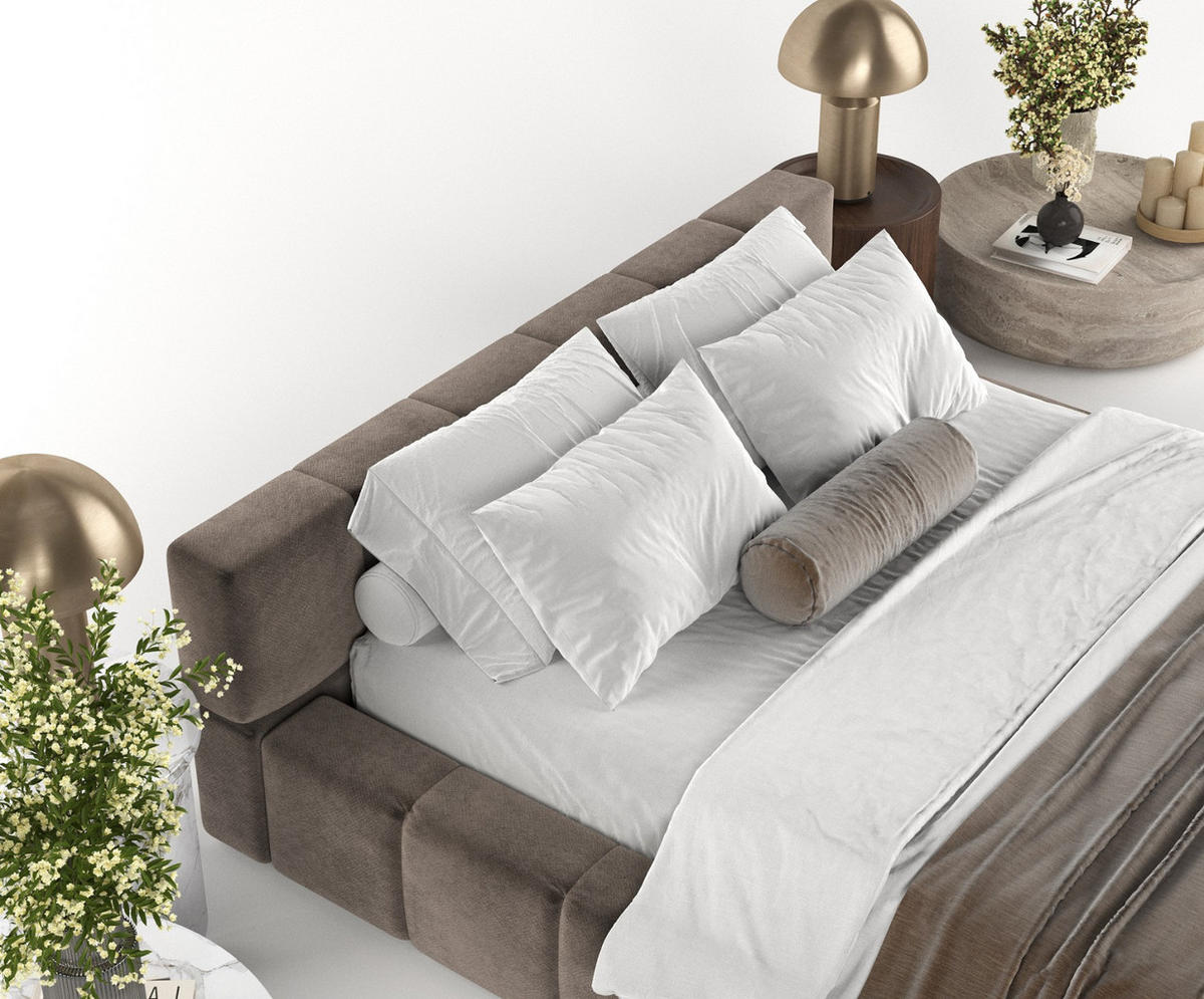 POLSTERBETT Milos mit Stauraum 160/200 cm Braun im Terra NW Stoff - Schwarz/Naturfarben, Holz/Holzwerkstoff (160/200cm) - AltaBeds