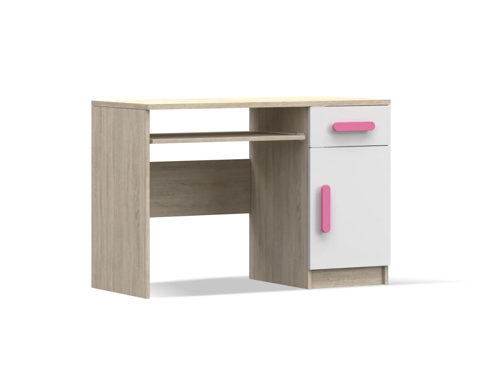 KINDERSCHREIBTISCH INGE 08 110/75/50 cm Weiß+Sonoma/Rosa - Weiß/Rosa, Holzwerkstoff (110/75/50cm) - Deine Möbel 24