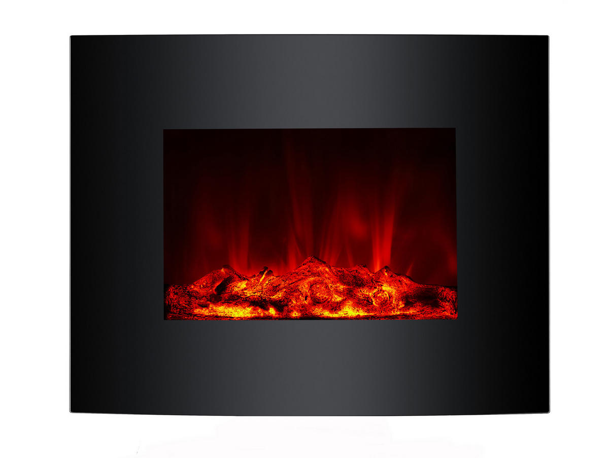 ELEKTROKAMIN Schwarz Bodenmodell mit integrierter Heizung 2000 W - Schwarz, Glas (66/52/16cm) - Purline