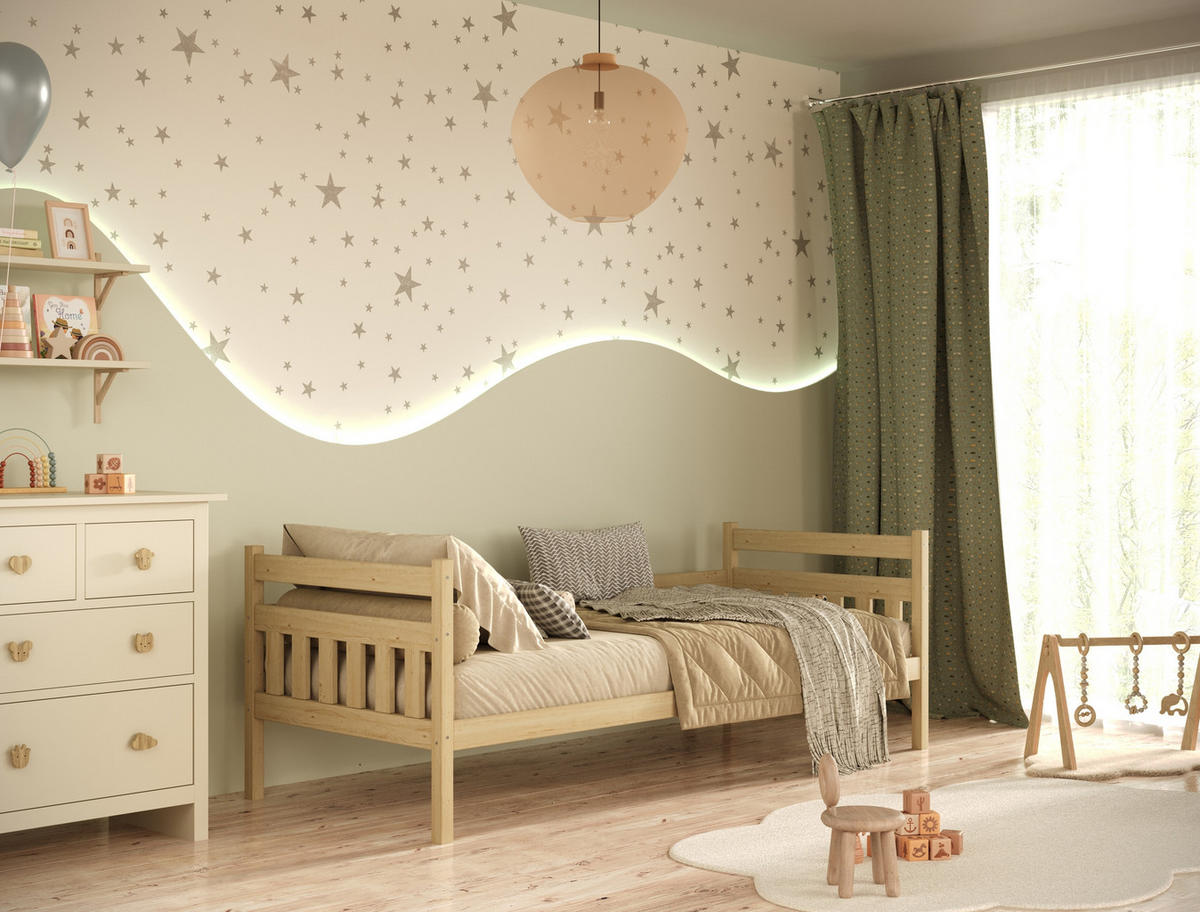 KINDERBETT Dawid ohne Matratze 90/200 Natur unlackiert 90/200 - Sonoma Eiche, Holz (90/200cm) - RAUMHIRSCH FURNITURE