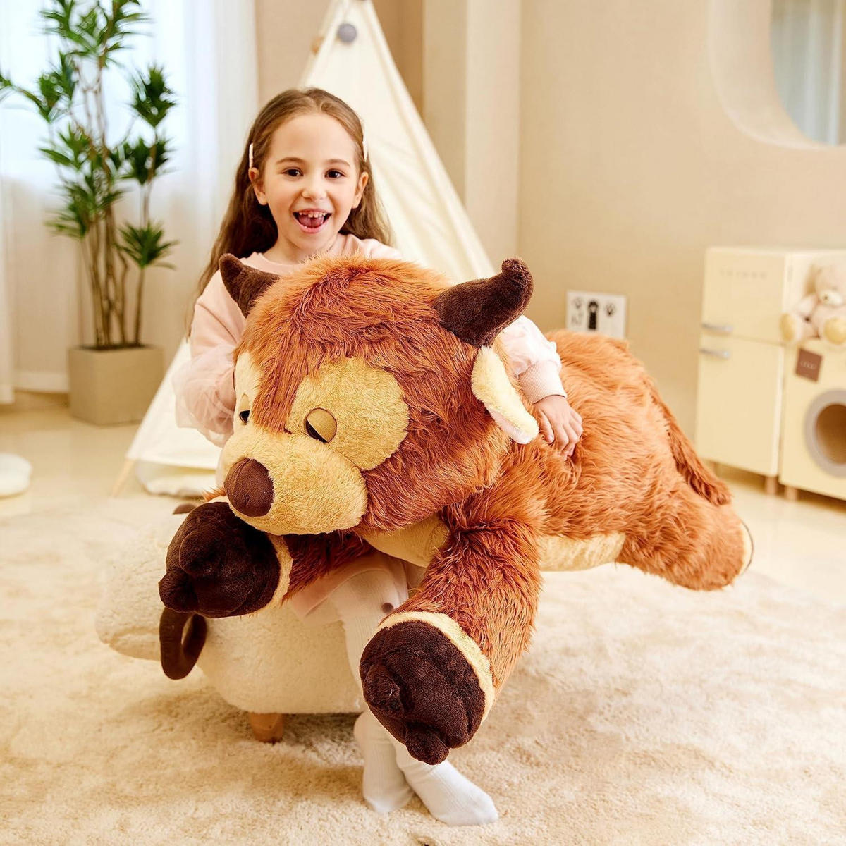 STOFFTIER Hochlandkuh 85 cm - Braun, Textil (35/85cm)