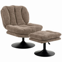 LOUNGESESSEL-MIT-HOCKER 2er Set Polyester Braun - Schwarz/Braun, Textil/Metall (72/90/92cm) - HOMCOM