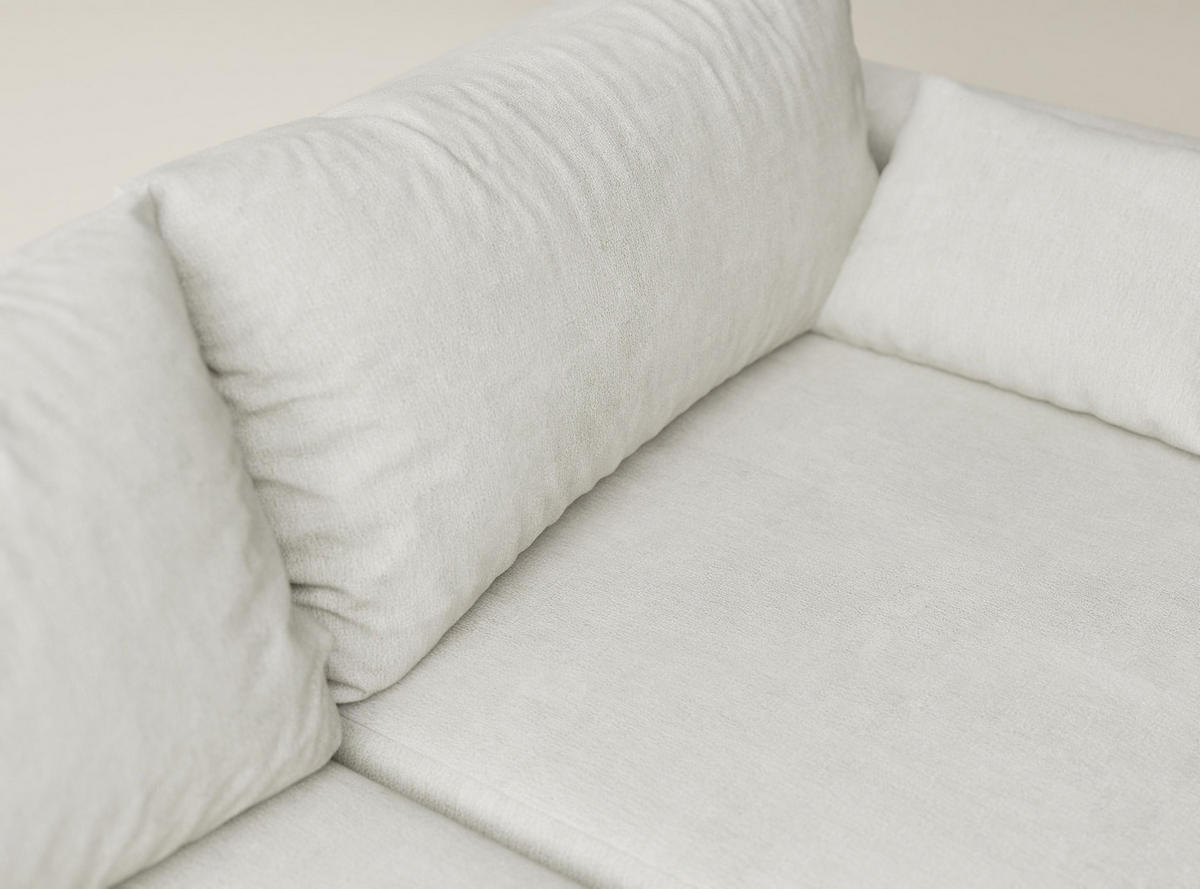 ECKSOFA MIT SCHLAFFUNKTION Leon Creme Webstoff - Creme/Schwarz, Holz/Holzwerkstoff (148/239cm) - Maison de Reve